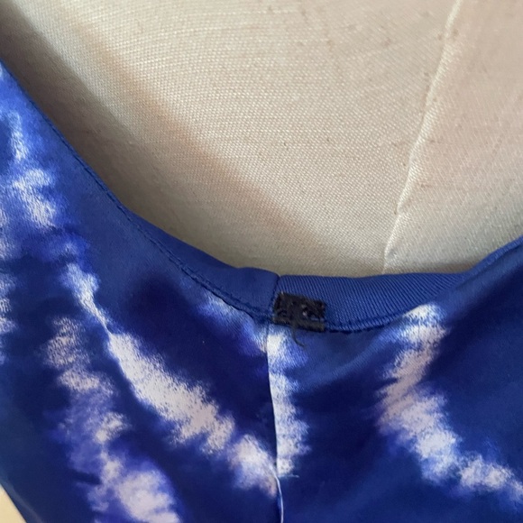 Bisou Bisou Blue White Tie Dye Tiered Summer Party Dress Sz 12 - Picture 10 of 10